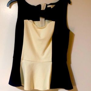3/$16 Boston Proper Black and White Peplum Shirt